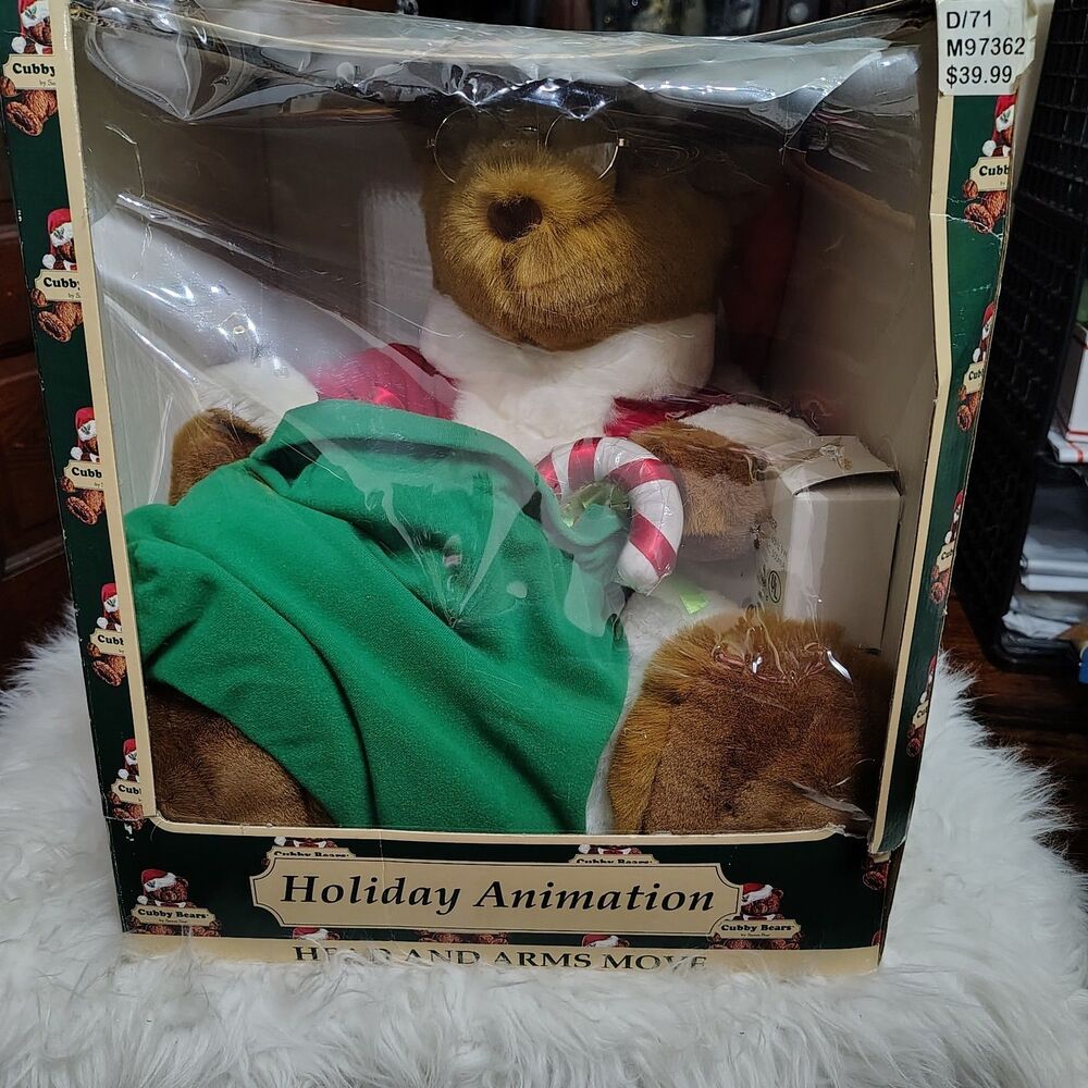 Cubby Bears VTG Holiday Animation Head & Arms Move SMts Bear 16"